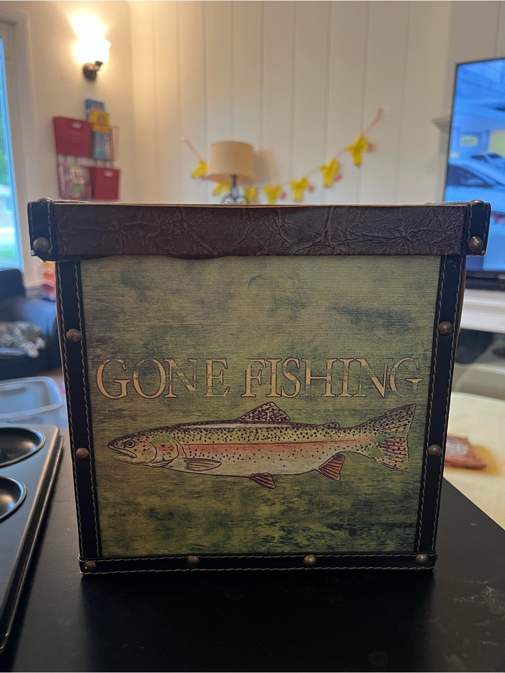 Rustic Green 'Gone Fishing' Decorative Storage Box